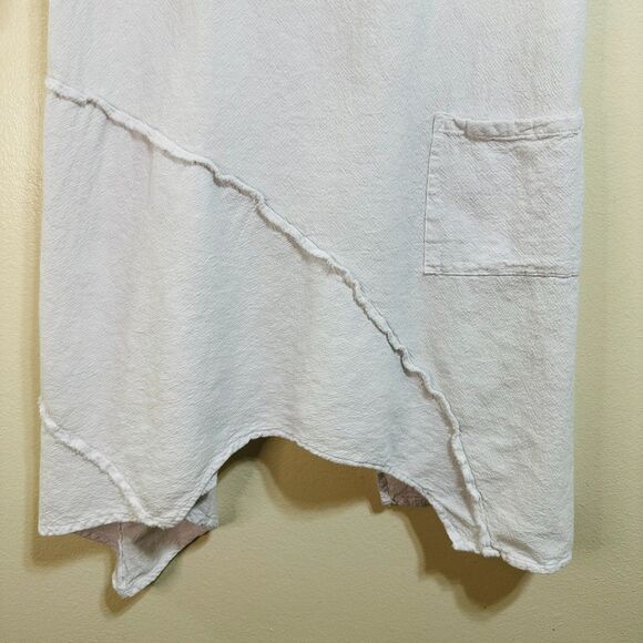 BOHO Women's Asymmetrical Raw Edge Hem Coverup/Dress Front Pocket Size M - Picture 3 of 5